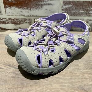 Khombu Slingback Sport Sandals Adjustable Dana Grey / Purple Youth Girls Size 3